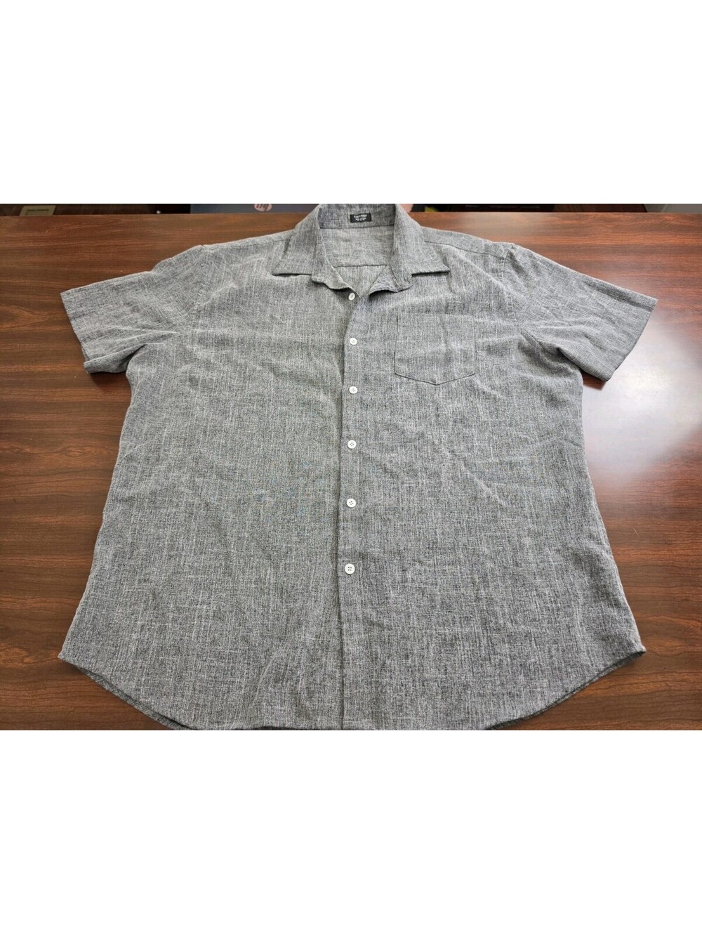 Coofandy Gray Linen Blend Short Sleeve Button Down Shirt XL Casual Beach Core